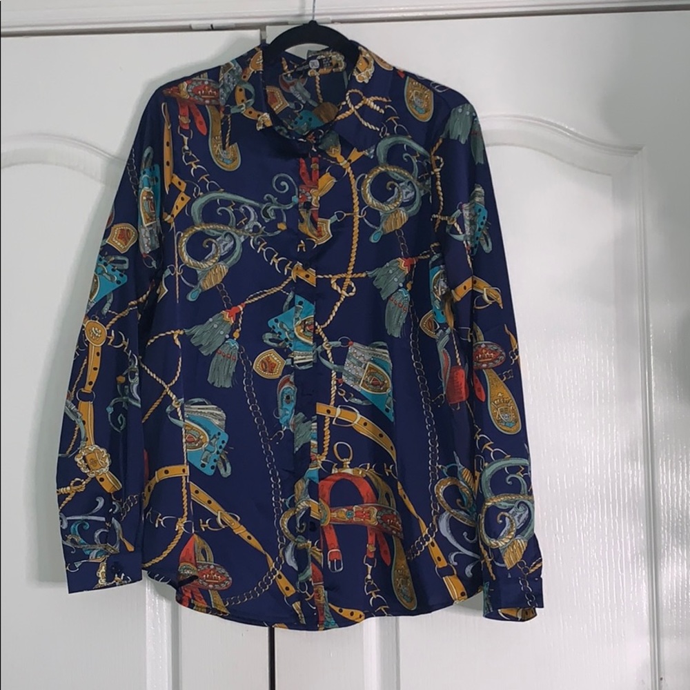 Satin button down blouse